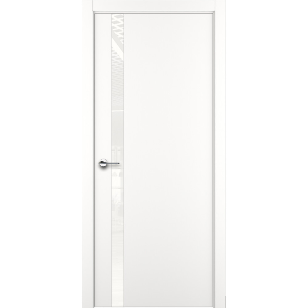 Межкомнатная дверь ПО А2 ALU Белый эмаль ZADOOR Межкомнатная дверь ПО А2 ALU Белый эмаль ZADOOR (Белая матовая дверь со стеклом в современном стиле)