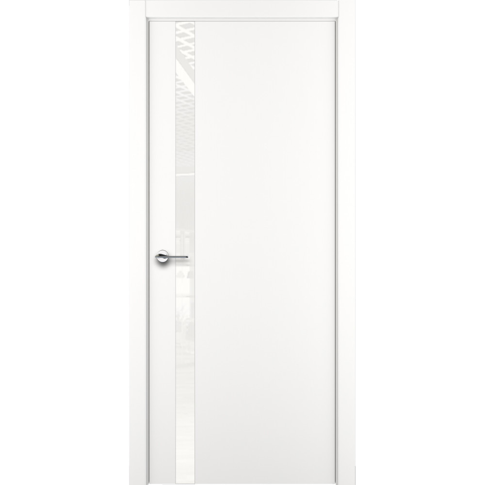 Межкомнатная дверь ПО А2 Белый эмаль ZADOOR Межкомнатная дверь ПО А2 Белый эмаль ZADOOR (Белая матовая дверь со стеклом в современном стиле)