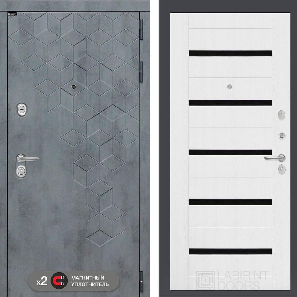 Входная дверь Бетон 01 - Белое дерево, стекло черное Лабиринт Входная дверь Бетон 01 - Белое дерево, стекло черное Лабиринт