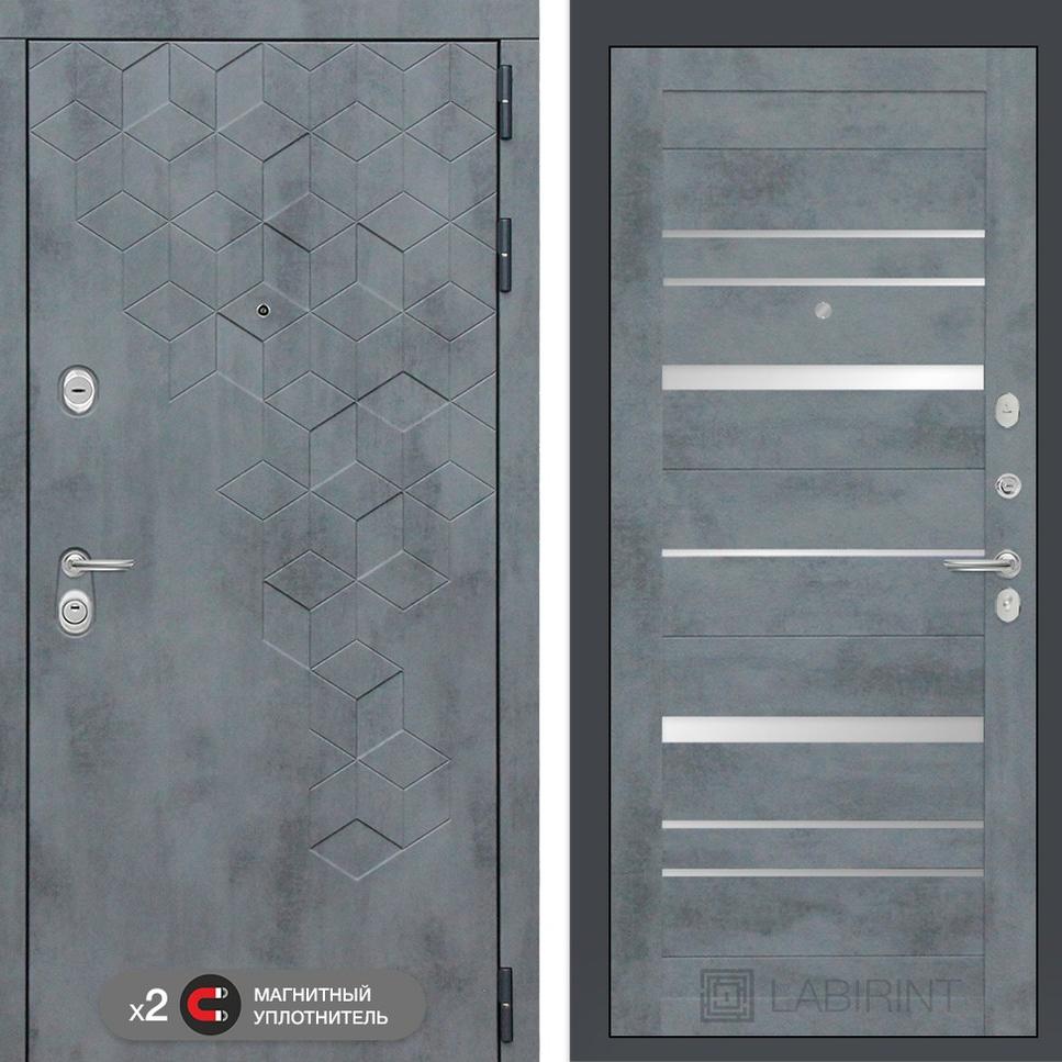 Входная дверь Бетон 20 - Бетон темный, зеркальные вставки Лабиринт Входная дверь Бетон 20 - Бетон темный, зеркальные вставки Лабиринт
