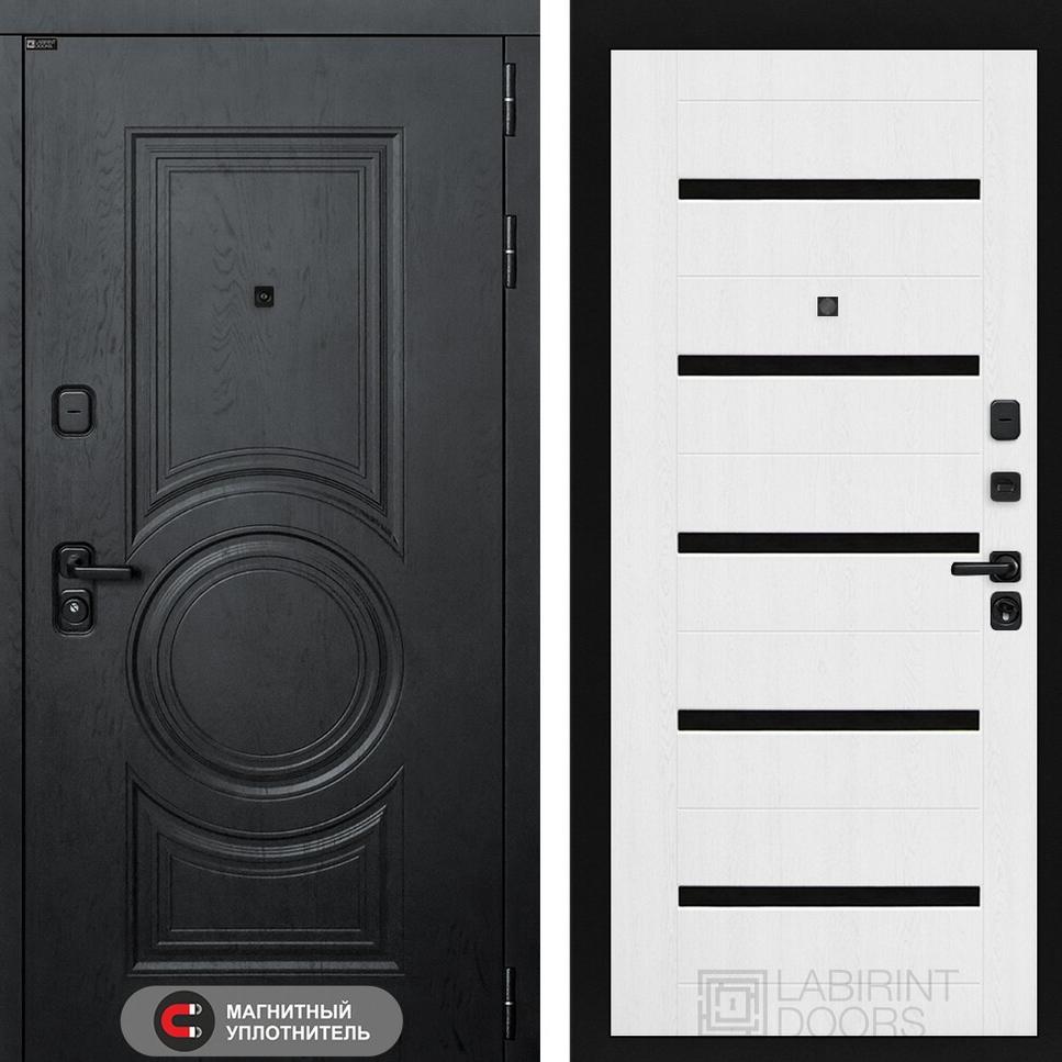 Входная дверь GRAND 01 - Белое дерево, стекло черное Лабиринт Входная дверь GRAND 01 - Белое дерево, стекло черное Лабиринт