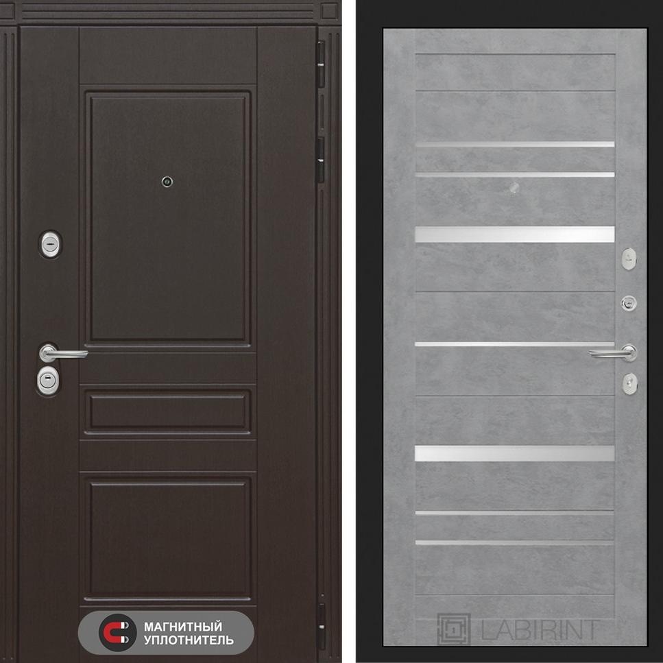 Входная дверь Мегаполис 20 - Бетон светлый, зеркальные вставки Лабиринт Входная дверь Мегаполис 20 - Бетон светлый, зеркальные вставки Лабиринт