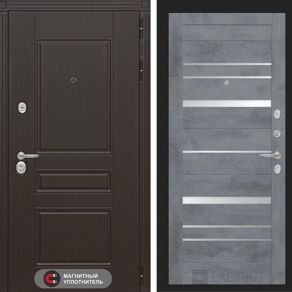 Входная дверь Мегаполис 20 - Бетон темный, зеркальные вставки Лабиринт Входная дверь Мегаполис 20 - Бетон темный, зеркальные вставки Лабиринт
