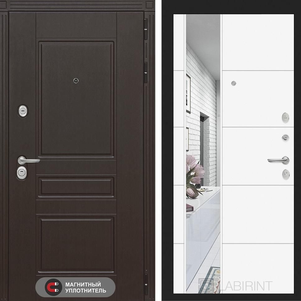 Входная дверь Мегаполис с Зеркалом 19 - Белый софт Лабиринт Входная дверь Мегаполис с Зеркалом 19 - Белый софт Лабиринт
