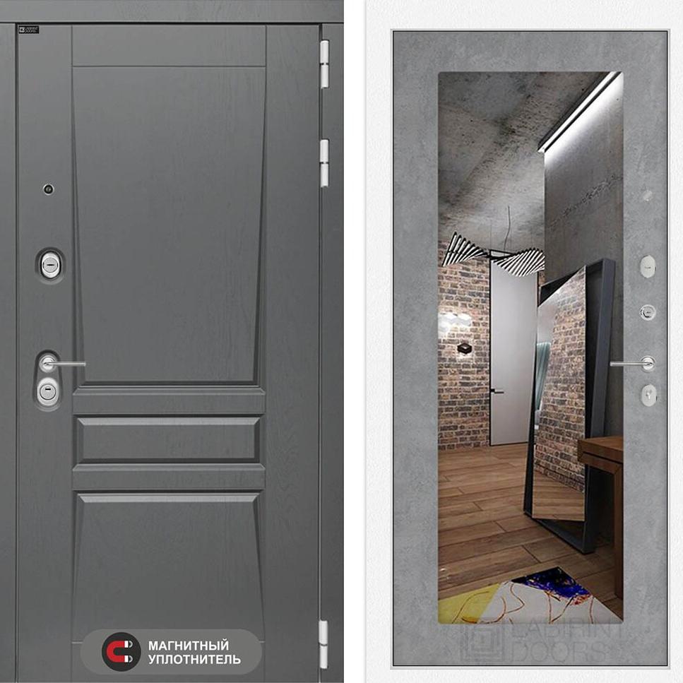 Входная дверь Платинум с Зеркалом 18 - Бетон светлый Лабиринт Входная дверь Платинум с Зеркалом 18 - Бетон светлый Лабиринт