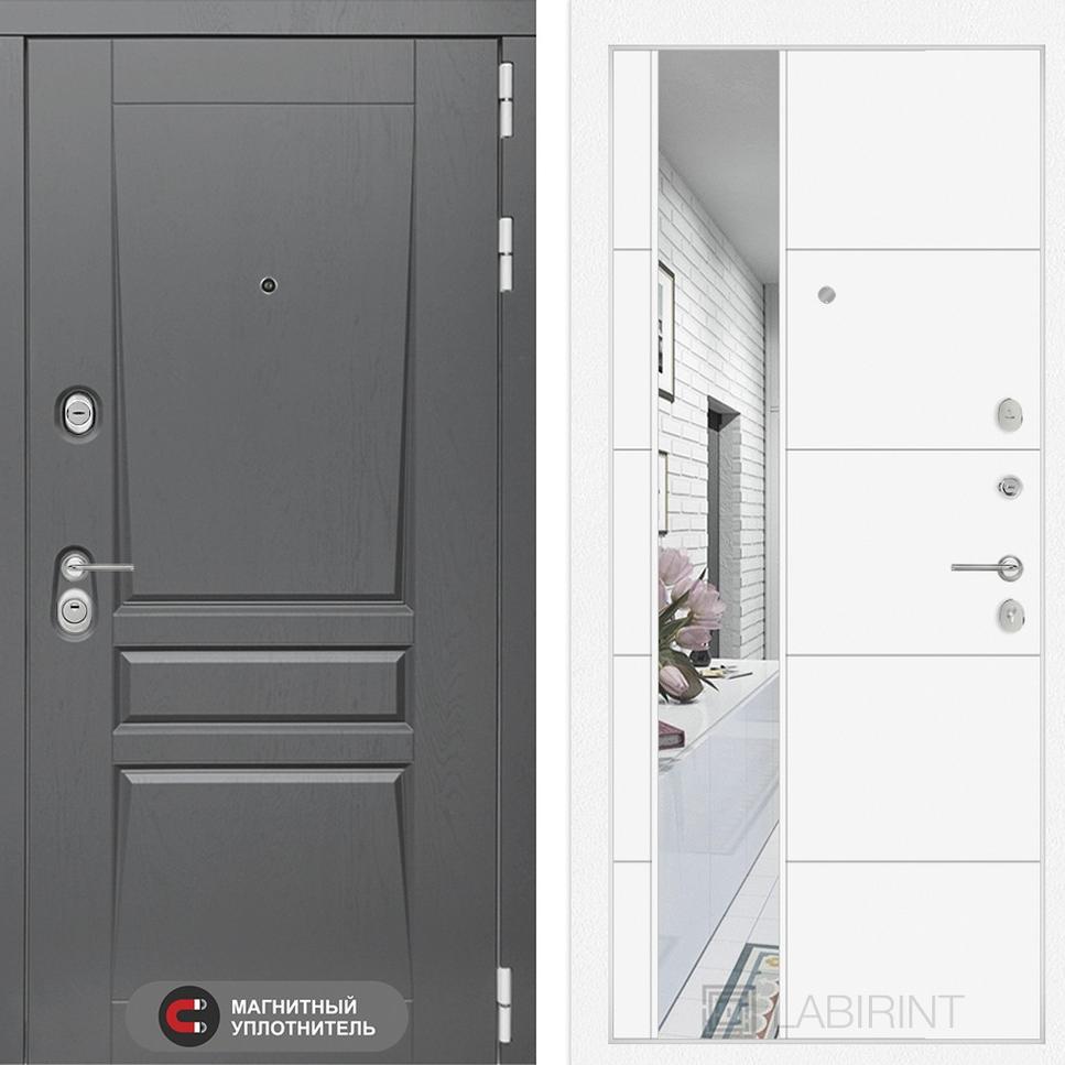 Входная дверь Платинум с Зеркалом 19 - Белый софт Лабиринт Входная дверь Платинум с Зеркалом 19 - Белый софт Лабиринт
