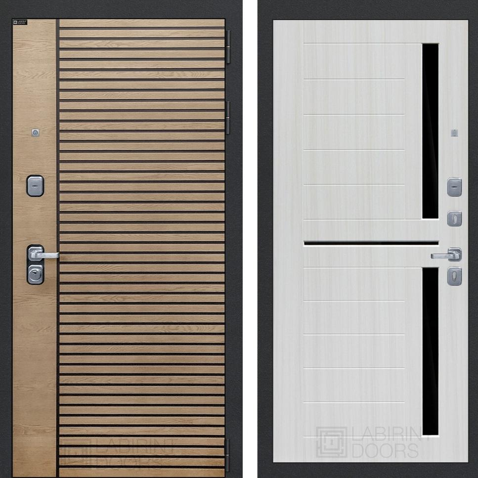 Входная дверь RITM 02 - Сандал белый, стекло черное Лабиринт Входная дверь RITM 02 - Сандал белый, стекло черное Лабиринт
