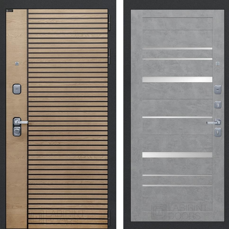 Входная дверь RITM 20 - Бетон светлый, зеркальные вставки Лабиринт Входная дверь RITM 20 - Бетон светлый, зеркальные вставки Лабиринт