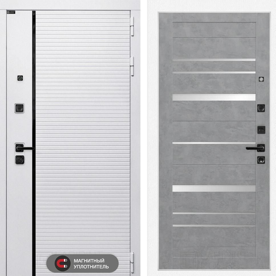 Входная дверь ROYAL 20 - Бетон светлый, зеркальные вставки Лабиринт Входная дверь ROYAL 20 - Бетон светлый, зеркальные вставки Лабиринт