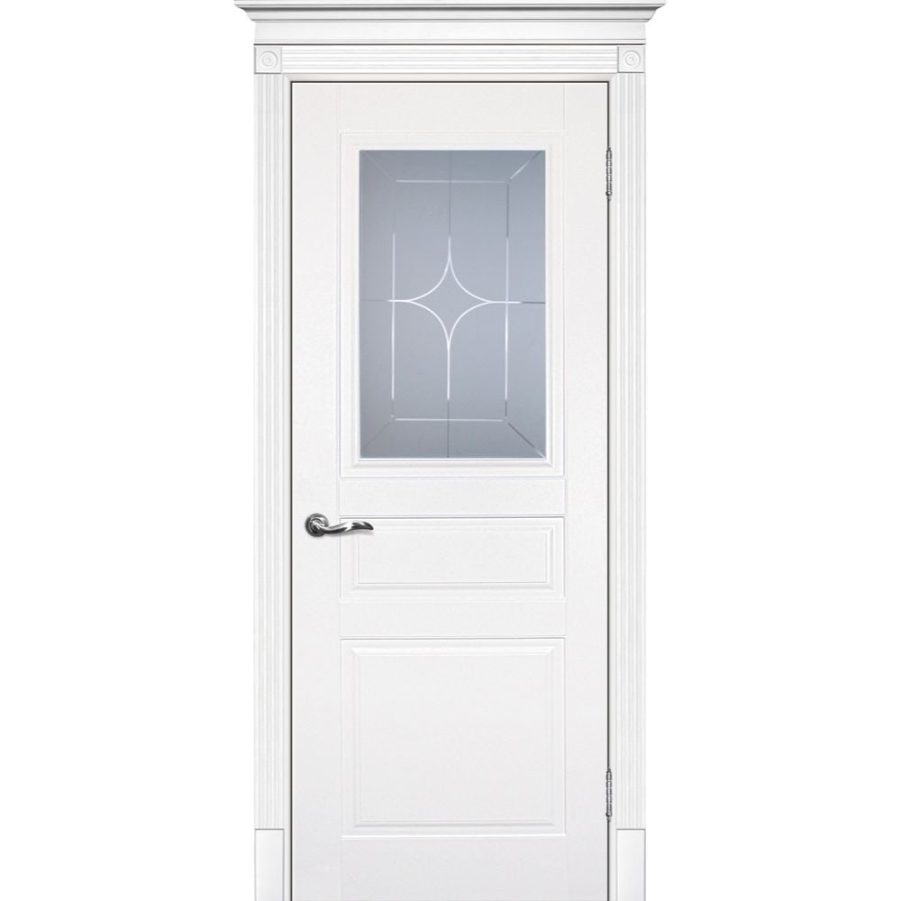 Двери крашеные (Эмаль) ТЕКОНА Смальта 01 со стеклом Белый ral 9003 Двери крашеные (Эмаль) ТЕКОНА Смальта 01 со стеклом Белый ral 9003 (Белая матовая дверь со стеклом в классическом стиле)