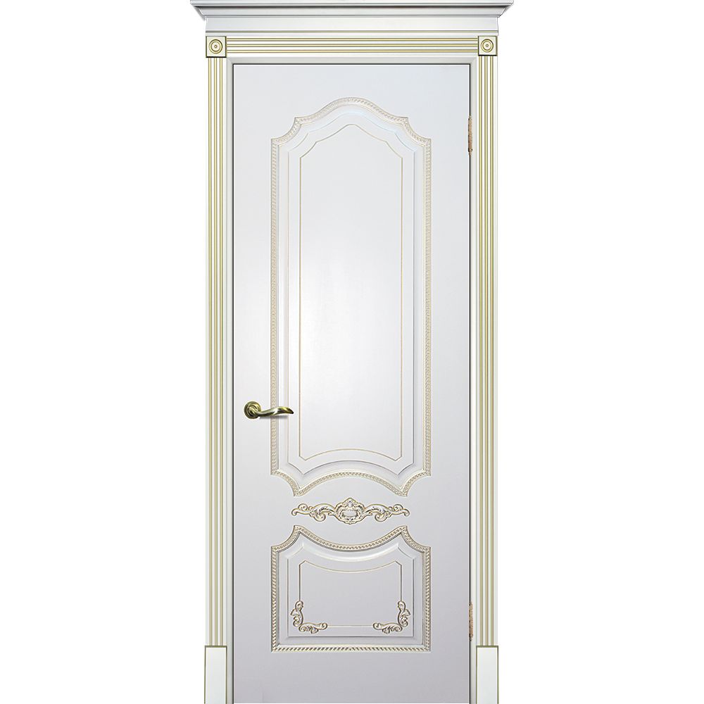 Двери крашеные (Эмаль) ТЕКОНА Смальта 10 глухое Белый ral 9003 патина золото Двери крашеные (Эмаль) ТЕКОНА Смальта 10 глухое Белый ral 9003 патина золото (Белая матовая глухая дверь в классическом стиле)