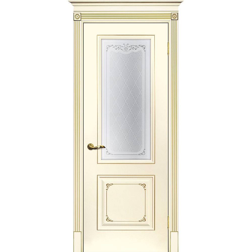 Двери крашеные (Эмаль) ТЕКОНА Смальта 14 со стеклом Слоновая кость ral 1013 патина золото Двери крашеные (Эмаль) ТЕКОНА Смальта 14 со стеклом Слоновая кость ral 1013 патина золото