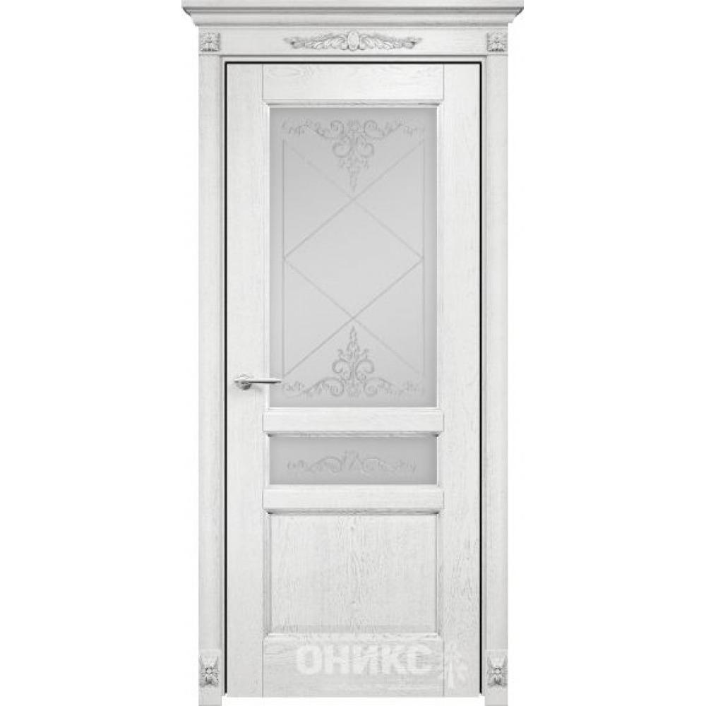 Межкомнатные двери Оникс Classic Италия 3 Эмаль белая патина серебро ...